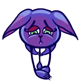 😳 triste, coelho, fofo, animal, desenho animado, roxo, isolado telegram sticker