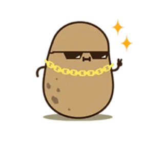 😎 Kartoffel, Sonnenbrille, Goldkette, cool, kawaii, lustig telegram sticker