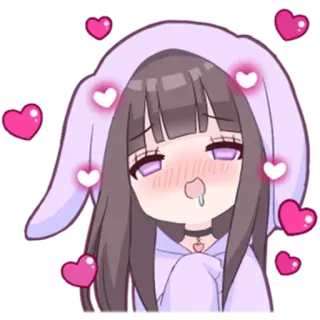 🤤 Anime, Fille, Coeurs, Kawaii, Mignon telegram sticker