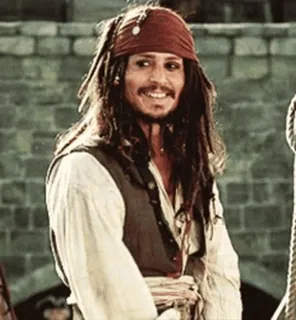 😏 Captain Jack Sparrow Pirates of the Caribbean 海盗, 船长, 杰克·斯派洛, 约翰尼·德普, 电影角色 whatsapp sticker
