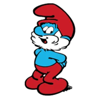 🎅 Papa Smurf การ์ตูน, สเมิร์ฟ, ปาป้า, สีฟ้า, สีแดง, หมวก, หนวดเครา whatsapp sticker