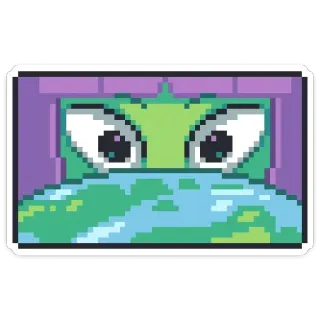 👀 Pixel Art, Monster, Fantasy, Augen, Kreatur, Frosch, Grün, Cartoon whatsapp sticker