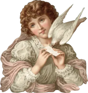 👩 vintage, angelo, colomba, lettera, bambino, cherubino, arte whatsapp sticker