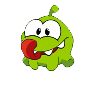 😋 Om Nom Cut the Rope Om Nom, Cut the Rope, zielony potwór, kreskówka, postać z gry telegram sticker