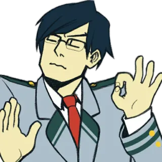 👌 Anime, Personaggio, Gesto, Tenya, Iida, My Hero Academia whatsapp sticker
