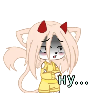 😞 НУ.... Gacha Life, Anime, Desenho animado, Chifres de diabo, Fofo telegram sticker