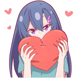 ❤️ gadis anime, hati, cinta, kartun, imut, kawaii telegram sticker