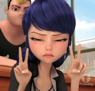 ✌️ Marinette Dupain-Cheng Miraculous: Tales of Ladybug & Cat Noir Kartun, Simbol perdamaian, Marinette, Miraculous Ladybug whatsapp sticker