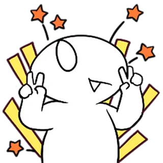 ✌ Cartoon, Friedenszeichen, Süß, Figur, Stern, Zwinkern telegram sticker