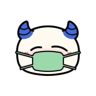 😷 Emoji, Sticker, Máscara, Mascarilla, Mascarilla médica, Diablo, Cuernos azules, Lindo telegram sticker