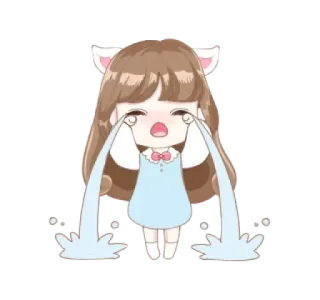 😭 menangis, sedih, kartun, perempuan, air mata, anime telegram sticker