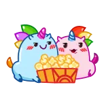 🍿 unicórnios, fofo, kawaii, pipoca, animais, desenho animado telegram sticker