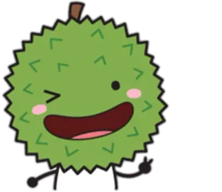 😉 owoc, durian, kawaii, słodki, mrugający, kreskówka telegram sticker
