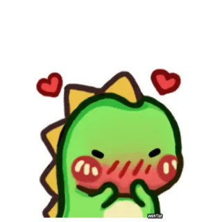 😳 恐龙, 爱, 可爱, 卡通, 爱心, 脸红 whatsapp sticker