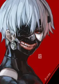 😔 Ken Kaneki Tokyo Ghoul anime, manga, ghoul, mask, kaneki telegram sticker