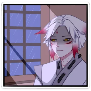 😔 Anime, Manga, Lis, Osoba, Rysunek, Białe włosy, Mężczyzna telegram sticker