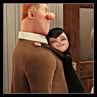 🌸 Mavis Hotel Transylvania Desenho animado, Família, Pai, Filha, Abraço, Animação telegram sticker