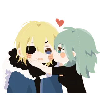 ❤️ Anime, Beijo, Fofo, Chibi, Amor, Fanart whatsapp sticker