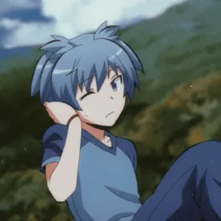 🌀 Nagisa Shiota Assassination Classroom Anime, Mangá, Nagisa Shiota, Assassination Classroom, Cabelo azul, Personagem, Personagem fictício whatsapp sticker
