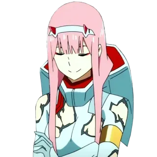 😌 Zero Two Darling in the Franxx Anime, Pinke Haare, Zero Two, Darling in the Franxx, Hörner, Süß, Manga telegram sticker