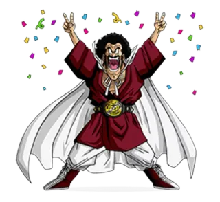 🎊 Mr. Satan Dragon Ball Mr. Satan, Hercule, Dragon Ball, Anime, Cartone animato, Corfetti, Festa telegram sticker