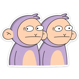 😐 monyet, kartun, stiker, ungu, lucu, hewan whatsapp sticker