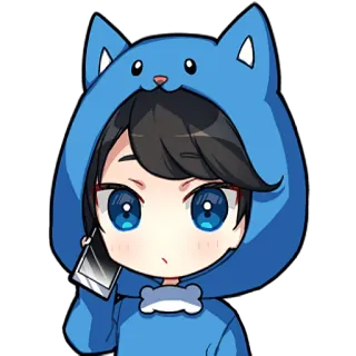 📲 Anime, Manga, Chibi, Chat, Sweat à capuche, Téléphone, Mignon telegram sticker