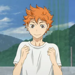 🏐 Hinata Shoyo Haikyuu!! anime, character, hinata shoyo, haikyuu, smiling, enthusiastic, orange hair telegram sticker