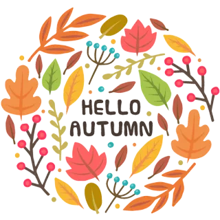🍂 HELLO AUTUMN outono, queda, folhas, bagas, estação, olá outono, natureza, folhagem telegram sticker