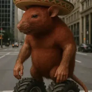 🤩 ratto, messicano, sombrero, monster truck, città, animale, roditore telegram sticker
