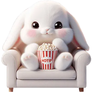 🍿 HOTIP kelinci, lucu, imut, berondong jagung, kursi, kawaii telegram sticker