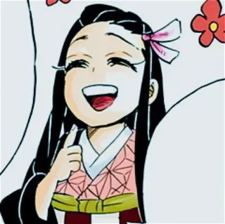 🌺 Nezuko Kamado Demon Slayer アニメ, 禰豆子, 鬼滅の刃, 可愛い, ファンアート telegram sticker