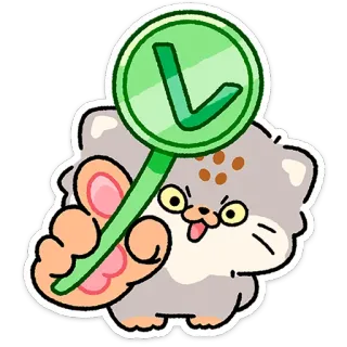😼 cat, kitten, check, checkmark, approved, correct, cute, cartoon telegram sticker