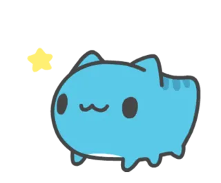 🖼 gato, azul, fofo, animal, desenho animado, kawaii whatsapp sticker