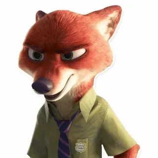 🦊 Nick Wilde Zootopia fuchs, cartoon, tier, anthropomorph, polizei, charakter, disney, nick wilde telegram sticker