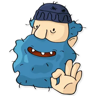 👌 cartoon, man, baard, ok gebaar, blauw telegram sticker