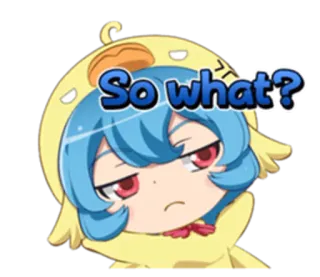 😒 So what? anime, character, blue hair, duck, question, sticker telegram sticker