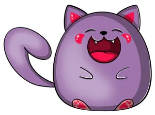 😂 gato, dibujo animado, sticker, morado, feliz, animal, lindo telegram sticker