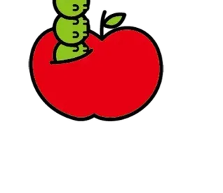 ⚪️ manzana, oruga, gusano, fruta, dibujos animados, lindo, naturaleza whatsapp sticker