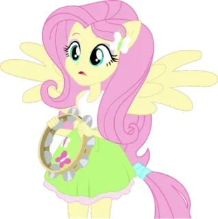 😶 Fluttershy My Little Pony Kartun, Poni, Sayap, Persahabatan, Lucu, Tamborin telegram sticker
