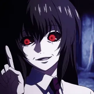 😈 anime, girl, creepy, gothic, evil, manga, red eyes telegram sticker