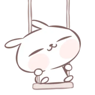 🍒 lindo, conejo, columpio, kawaii, animal, dibujo animado telegram sticker