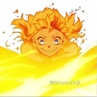 💥 @SharesDrift anime, fuoco, ragazza, personaggio, arte telegram sticker