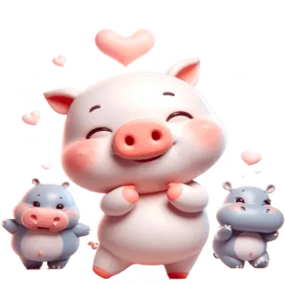 Бегемотик и Хрю @Nyasticks2 whatsapp stickers