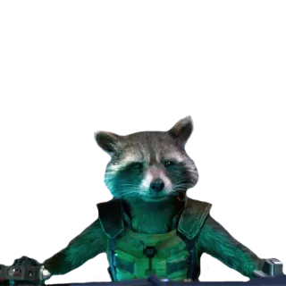 😐 Rocket Raccoon Guardians of the Galaxy Rocket Raccoon, mapache, Marvel, Guardianes de la Galaxia, gracioso, espacio, personaje whatsapp sticker