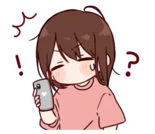 😯 อนิเมะ, การ์ตูน, สติกเกอร์, น่ารัก, ผู้หญิง, คำถาม, โทรศัพท์ telegram sticker