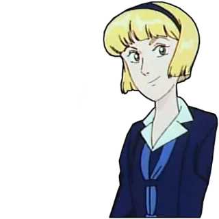 😏 anime, cartoon, character, woman, girl, blond, uniform telegram sticker