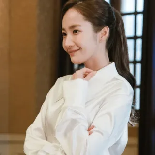 😄 wanita, kemeja putih, potret, Korea, aktris telegram sticker