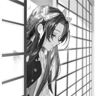 🙂 anime, girl, sad, black and white, manga, character telegram sticker