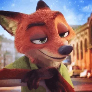 🦊 Nick Wilde Zootopia Fuchs, animiert, Cartoon, Disney, Zoomania, Nick Wilde, Charakter telegram sticker